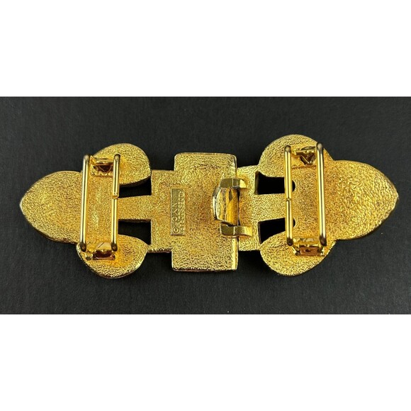 Vintage Accessocraft NYC Bold Interlocking Belt Buckle Gold Tone Signed main image 7